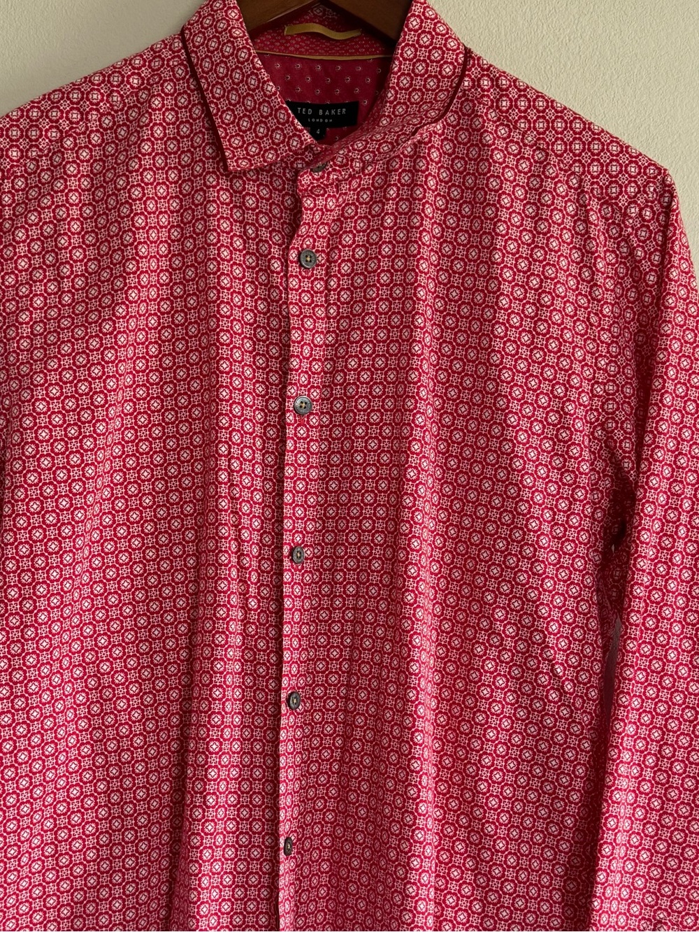 Ted Baker London Pavia Geometric Star Print Long Sleeve Shirt - Size 4 / Large